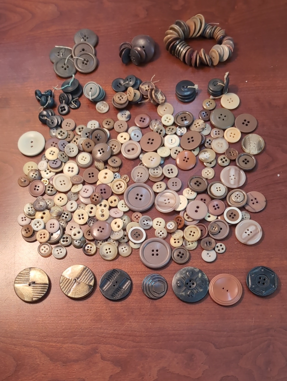 Large Vintage Assorted Brown, Cream And Black, Etc. Button Lot
